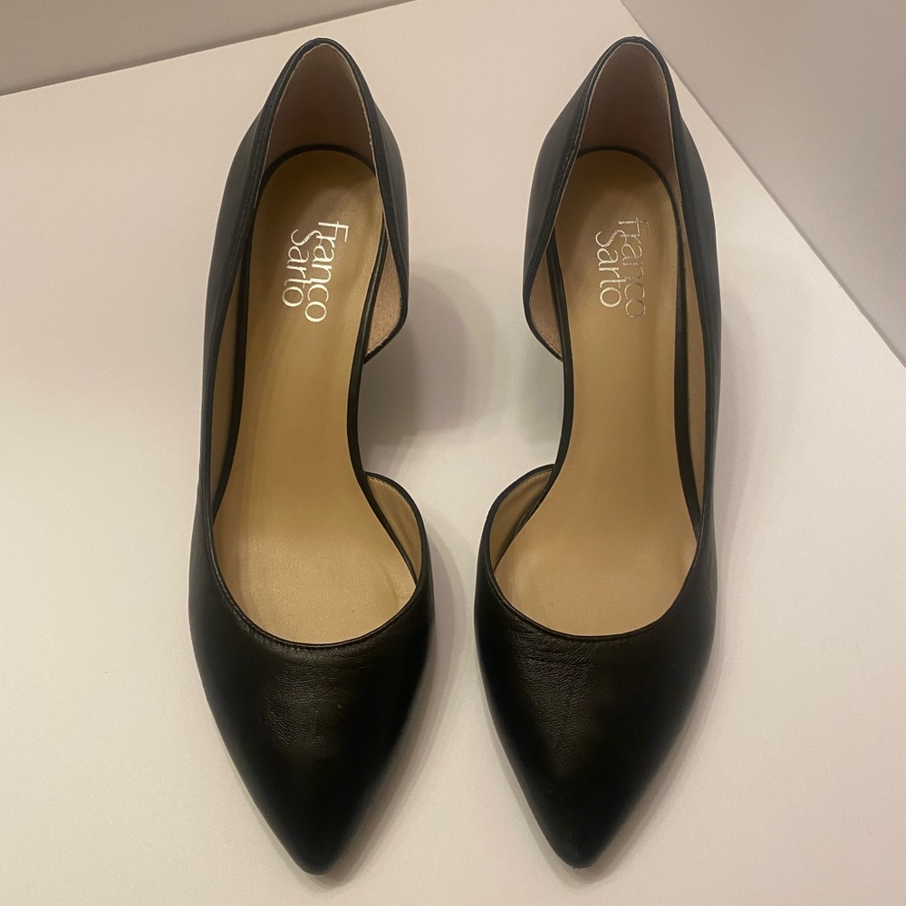 Franco Sarto Black Leather Upper Wedge Heel Women’s size 9.5, Black support Heel - Picture 5 of 14